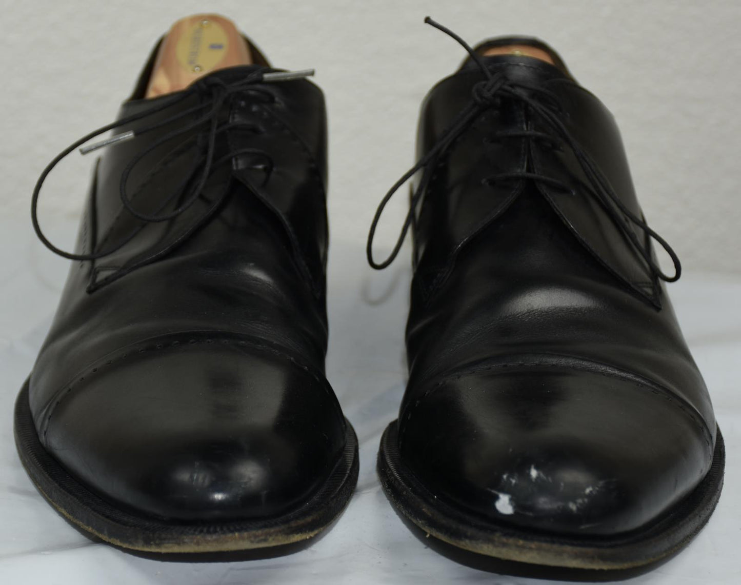A. Testoni Men's Black Leather Cap Toe Oxford Shoe Size 9.5 -      10.5 US