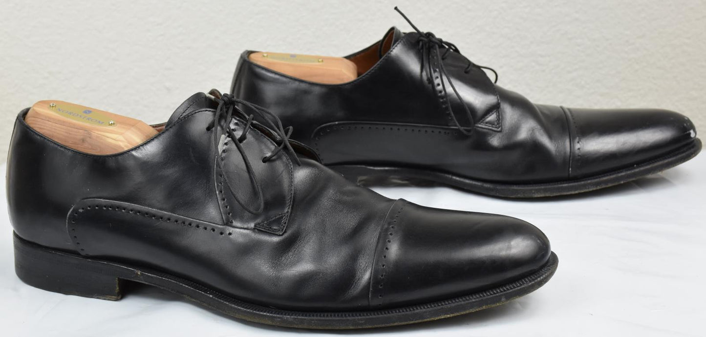 A. Testoni Men's Black Leather Cap Toe Oxford Shoe Size 9.5 -      10.5 US