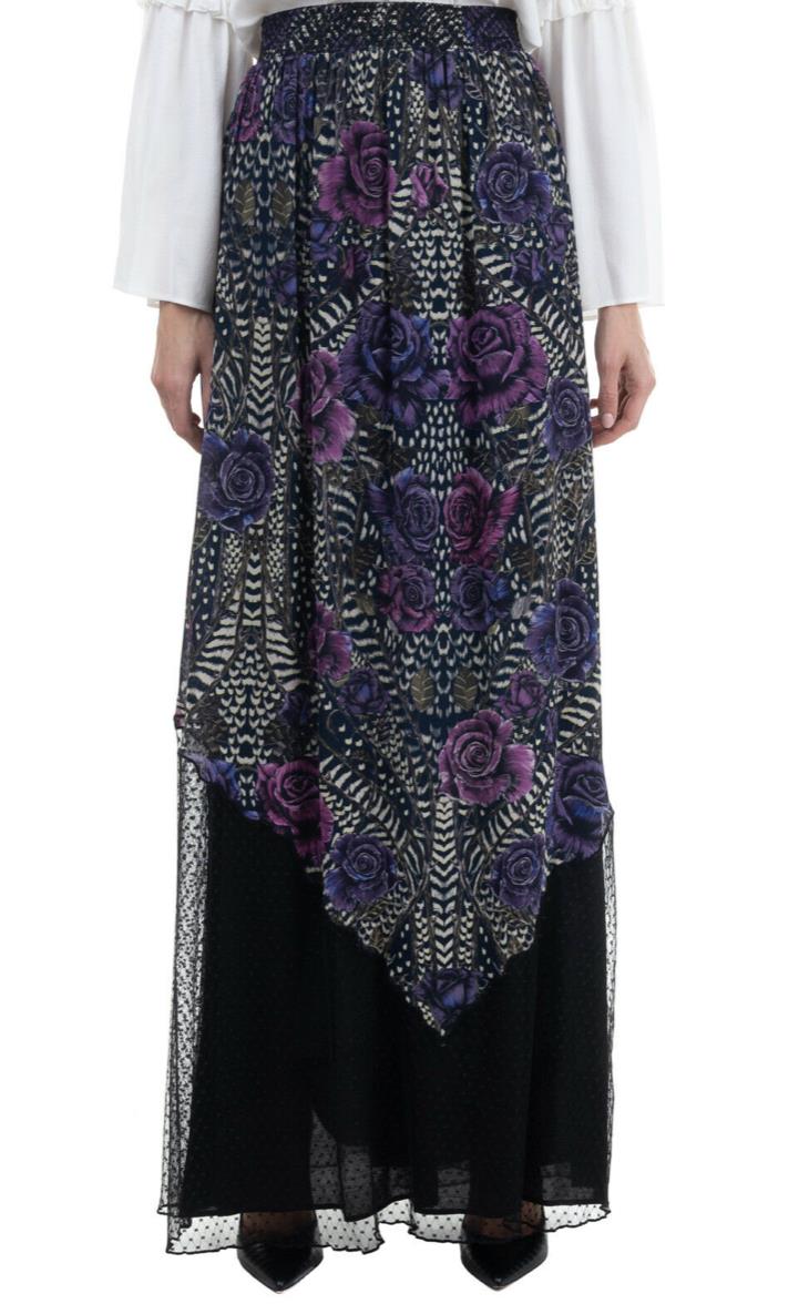 JUST CAVALLI Womens Viscose Crepe Maxi Lined Skirt Size 40/ S New $800 S04MA0233