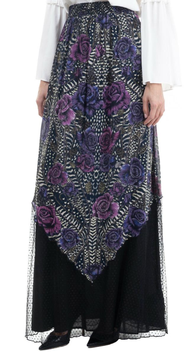 JUST CAVALLI Womens Viscose Crepe Maxi Lined Skirt Size 40/ S New $800 S04MA0233