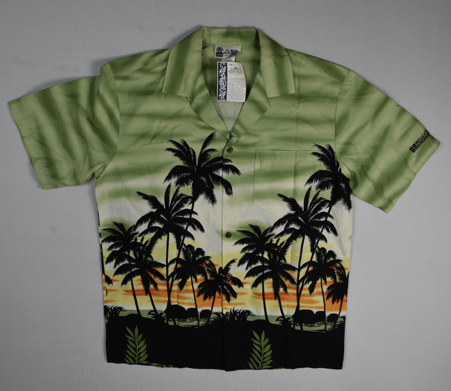 Aloha Republic Mens Short Sleeve Palm Trees Hawaiian Shirt Sz M Made In USA