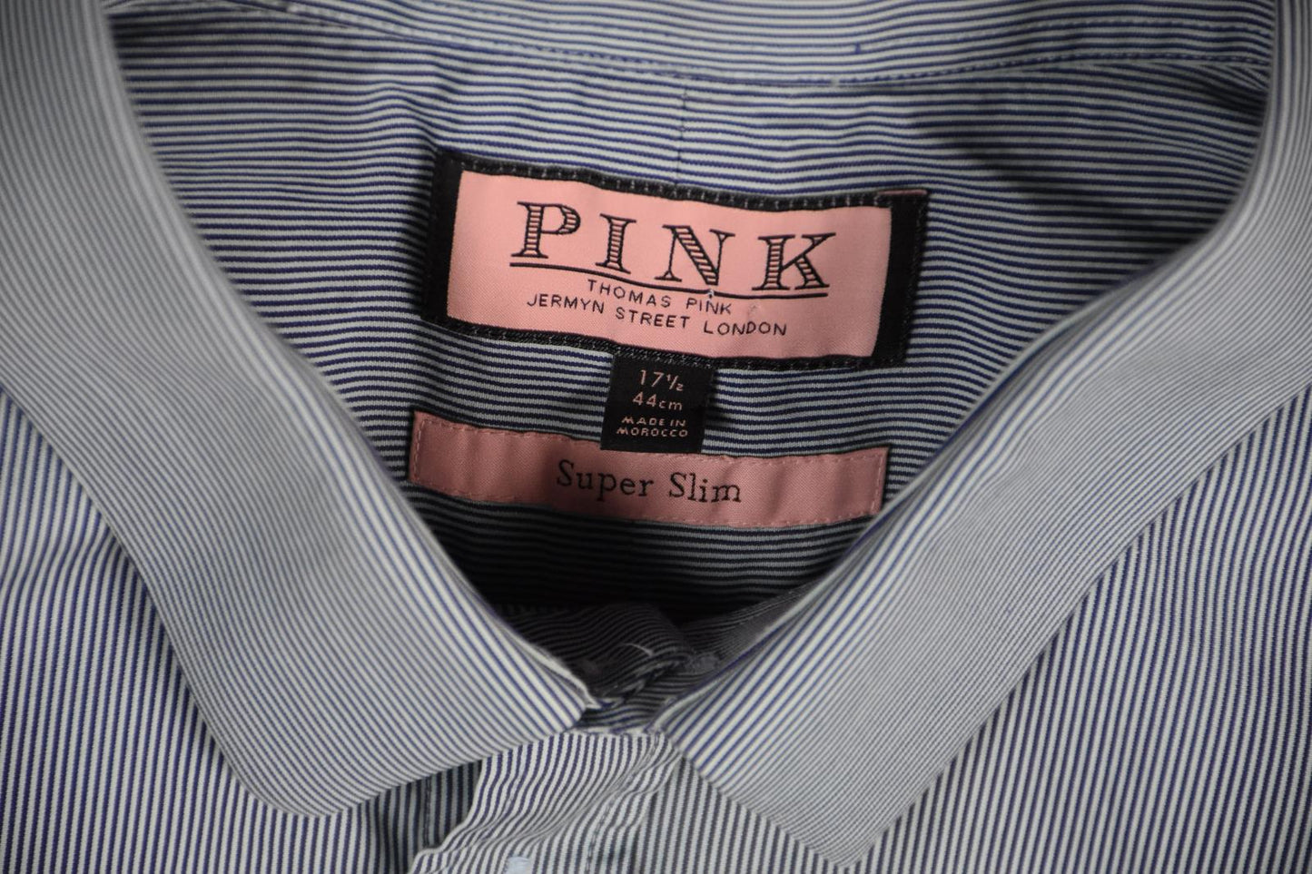 Thomas Pink Stripe Super Slim Dress Shirt Size 17.5