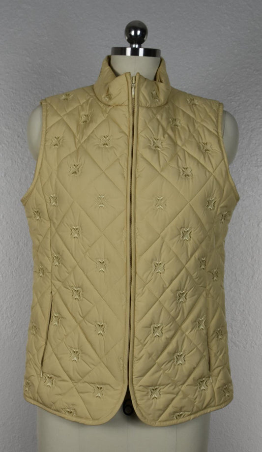 Pendleton Vest Womens Nude Diamond Quilted Size M Full Zip Pockets Mint