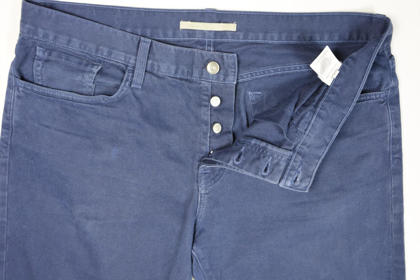 Vince Mens Blue Cotton 5 Pocket Button Fly Air Force Pants jeans Sz 36 mint $200