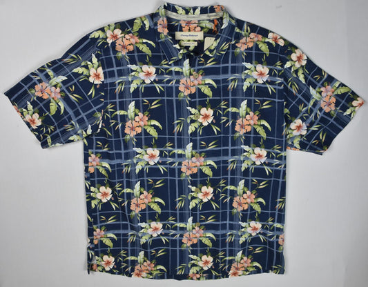 Tommy Bahama Mens Regular Fit Silk Hawaiian Blue Multi Shirt Size L New $118