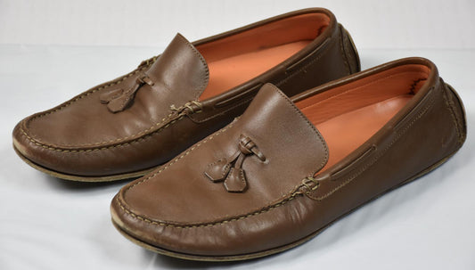 Hermes Mens Brown Leather Loafers Shoes Size 43 - 9 US