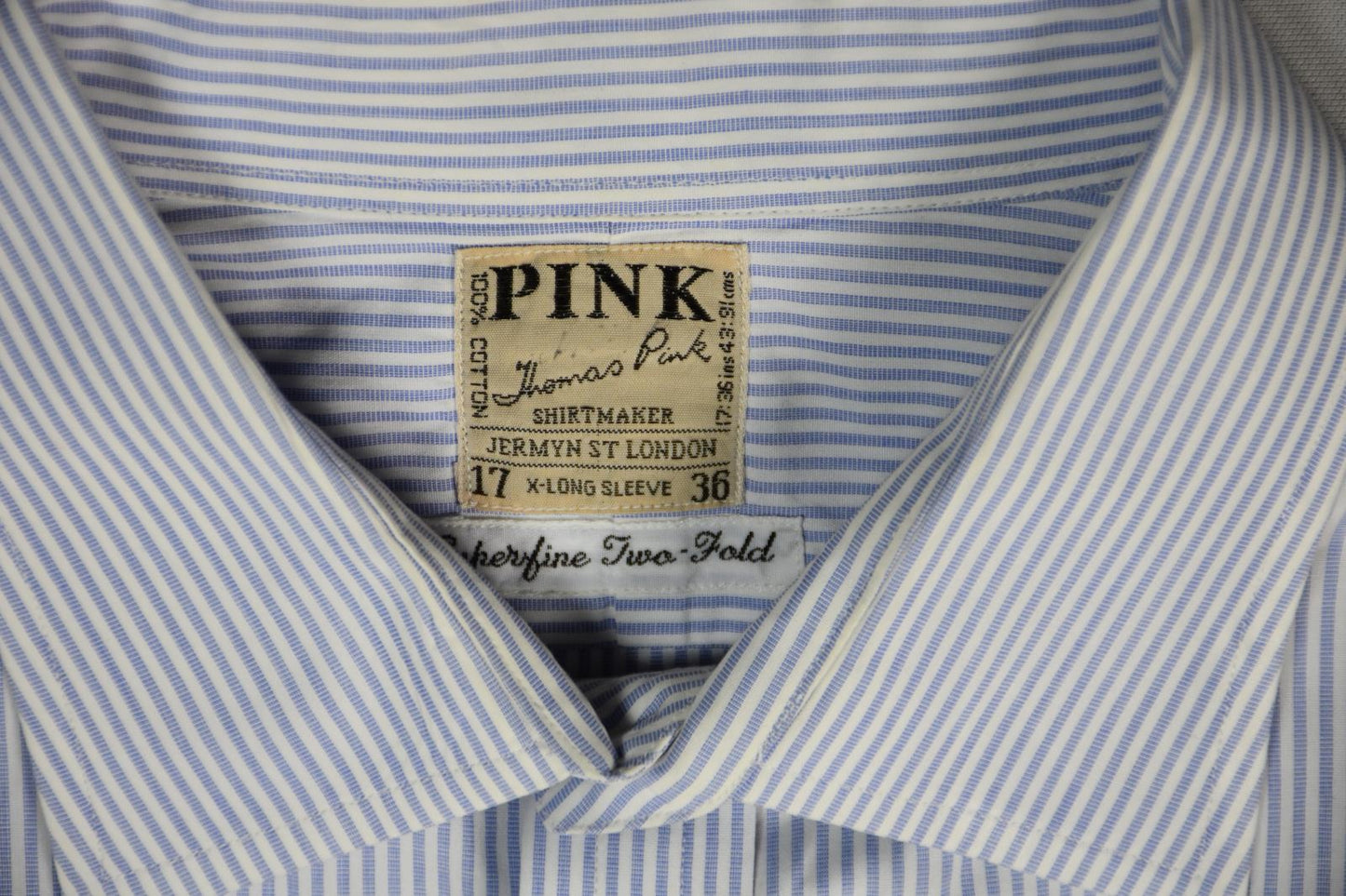 Thomas Pink Mens Superfine 2 Fold French Cuff Dress Shirt Size 17 Vintage SKU:WR