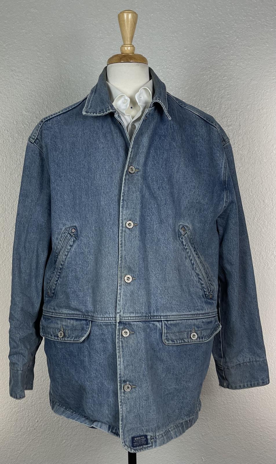 Vintage Guess Jeans Denim Jacket American Tradition Blue Size L  90s USA Made