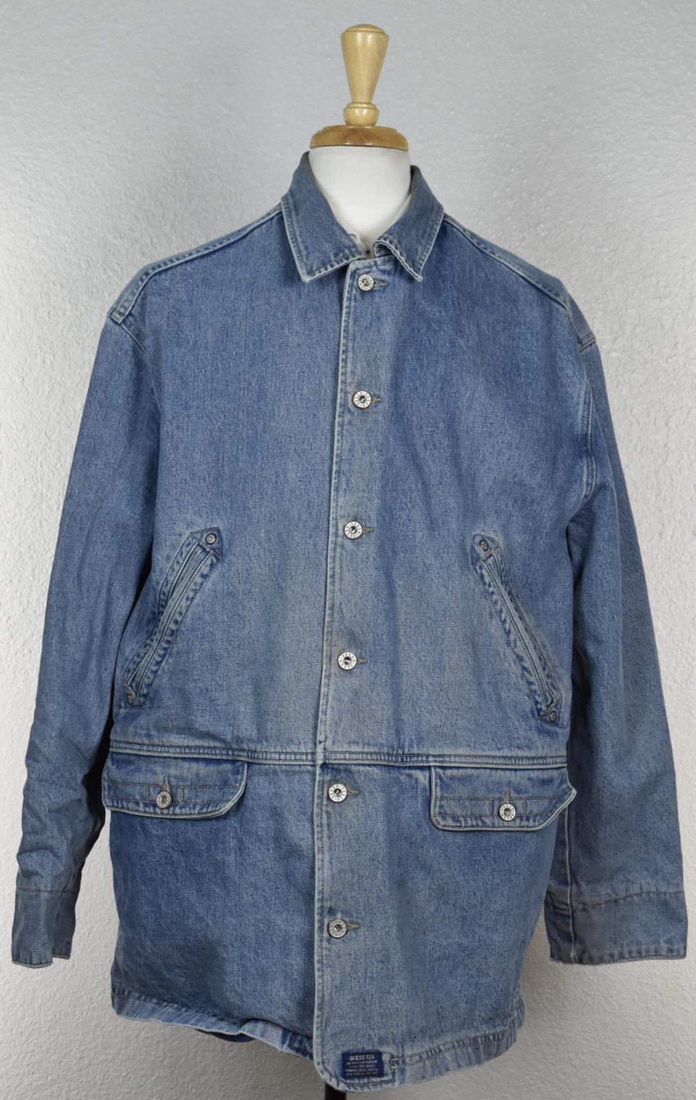 Vintage Guess Jeans Denim Jacket American Tradition Blue Size L  90s USA Made