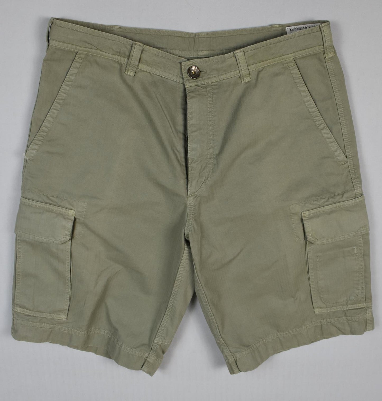 Brunello Cucinelli Men's Khaki Cargo Shorts Size 50 - 34 New Imperfect