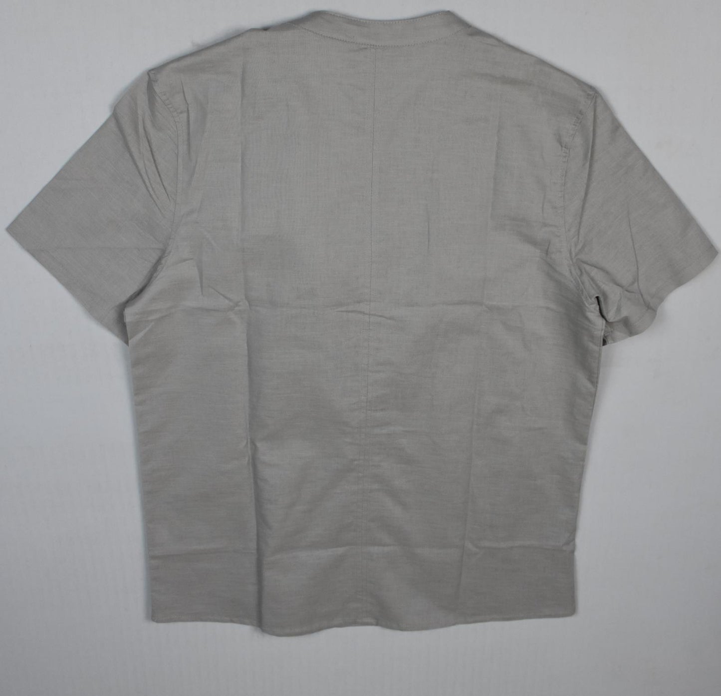 LotX3 Bespoke Luxury Linen Cotton Collarless Men ShortSleeve Henley Shirt XL New