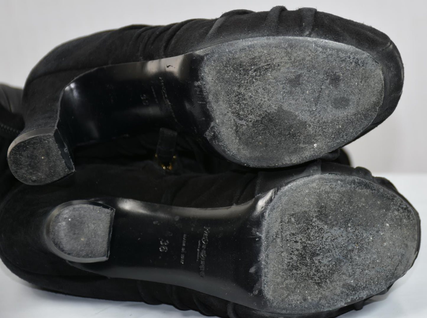 Yves Saint Laurent Women's SuedE Knee Booties Heels Shoes Size 36 - 5.5 US