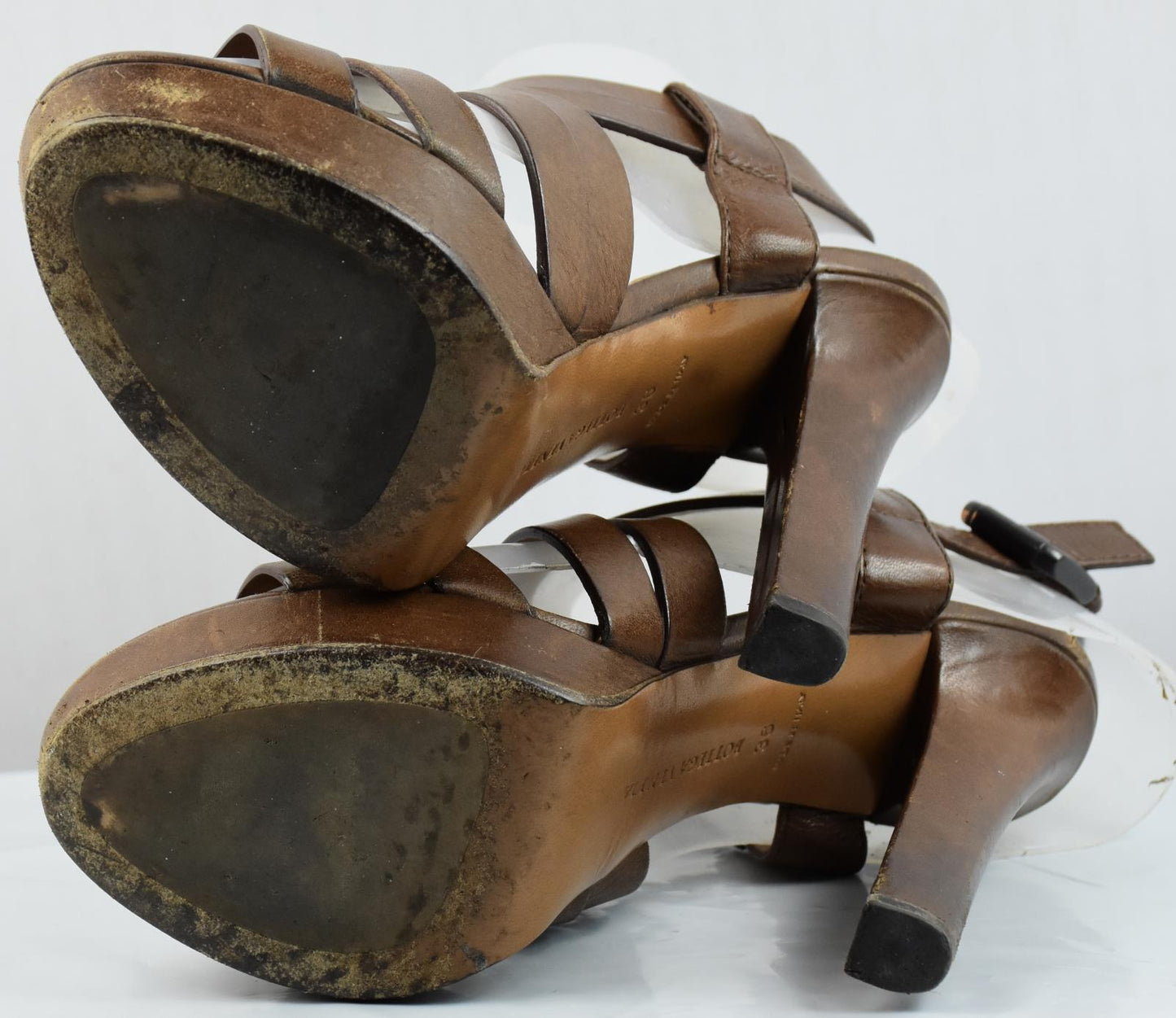 Bottega Veneta Women's Leather Strappy Sandals Brown Shoes Sz 36 = 5.5 US