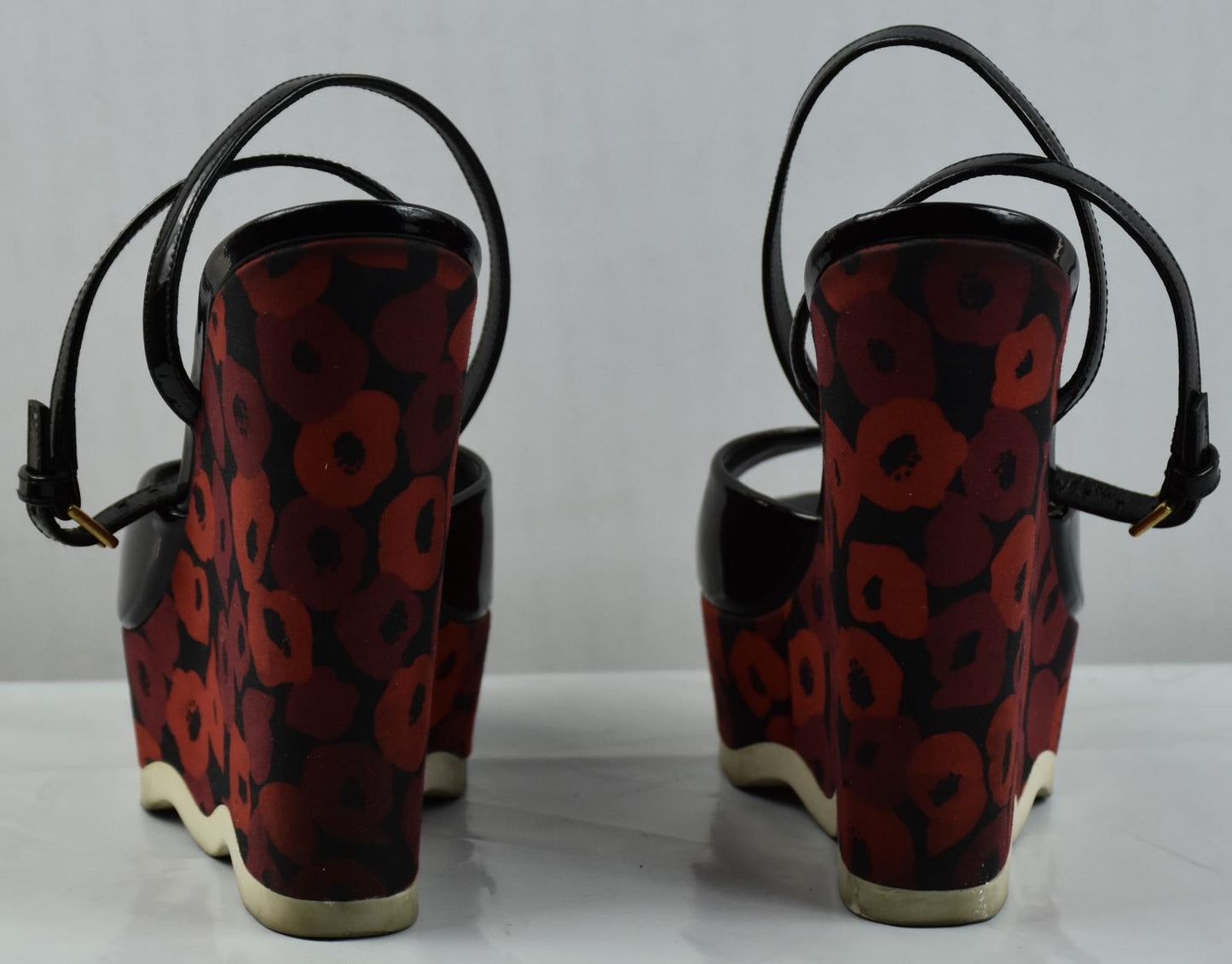 Yves Saint Laurent Women's Wedge Strappy Sandals Heel Shoes Sz 36 = 5.5 US