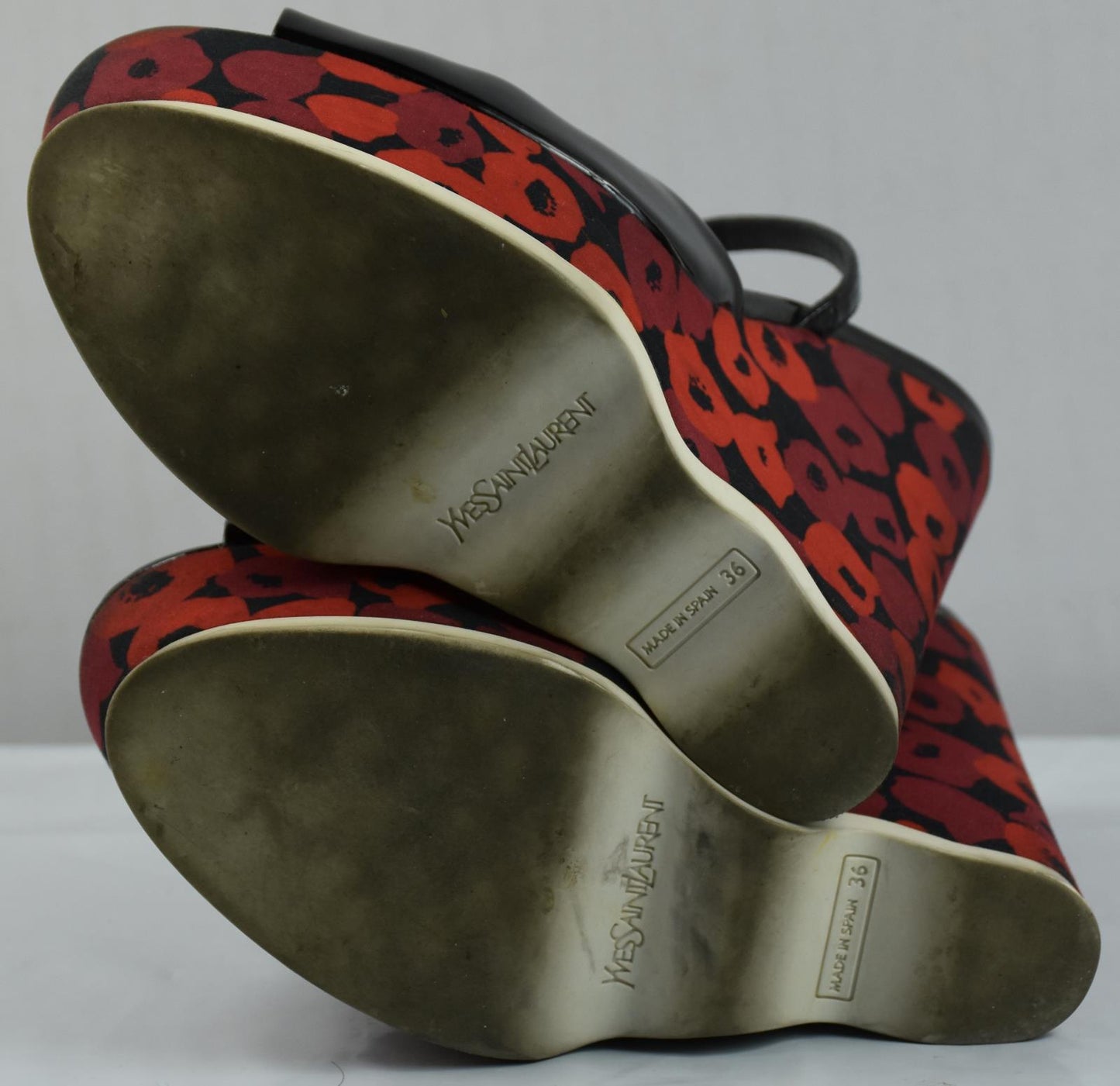 Yves Saint Laurent Women's Wedge Strappy Sandals Heel Shoes Sz 36 = 5.5 US