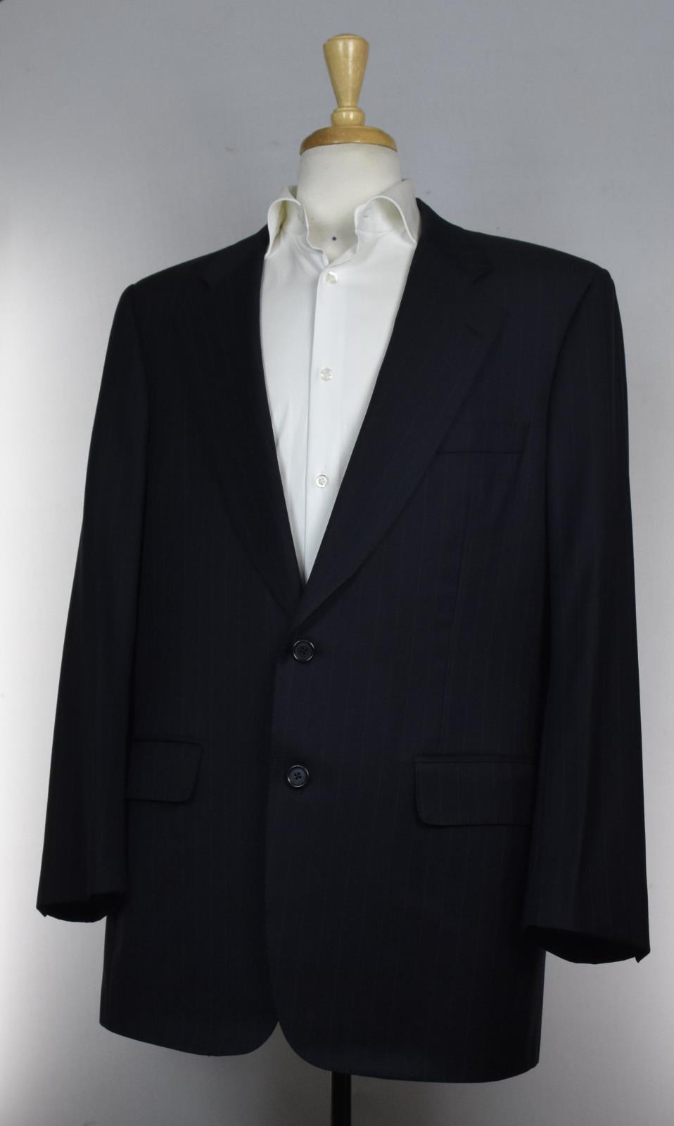 Samuelsohn Harry Rosen Mens Black Stripe 2-BTN Suit Size 44 L