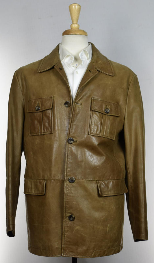 Gap Men's Brown Leather Jacket Coat Size M Mint