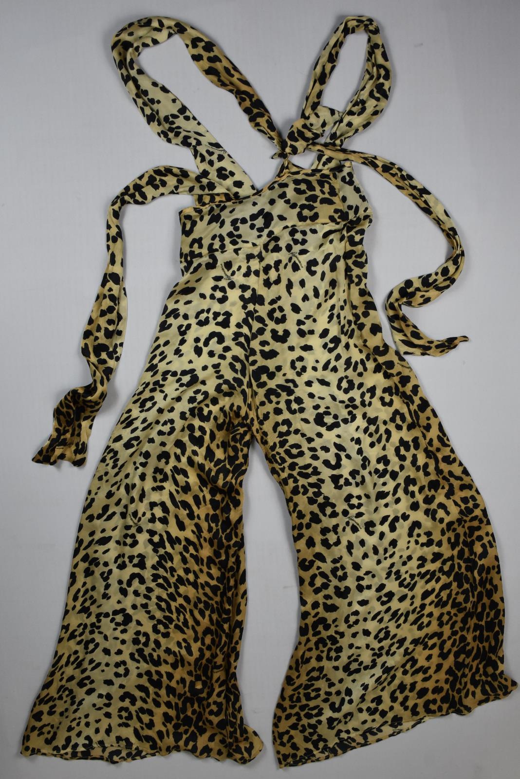 Rosamosario La Mia Felina Passione Women's Leopard Print Silk Jumpsuit XS Mint