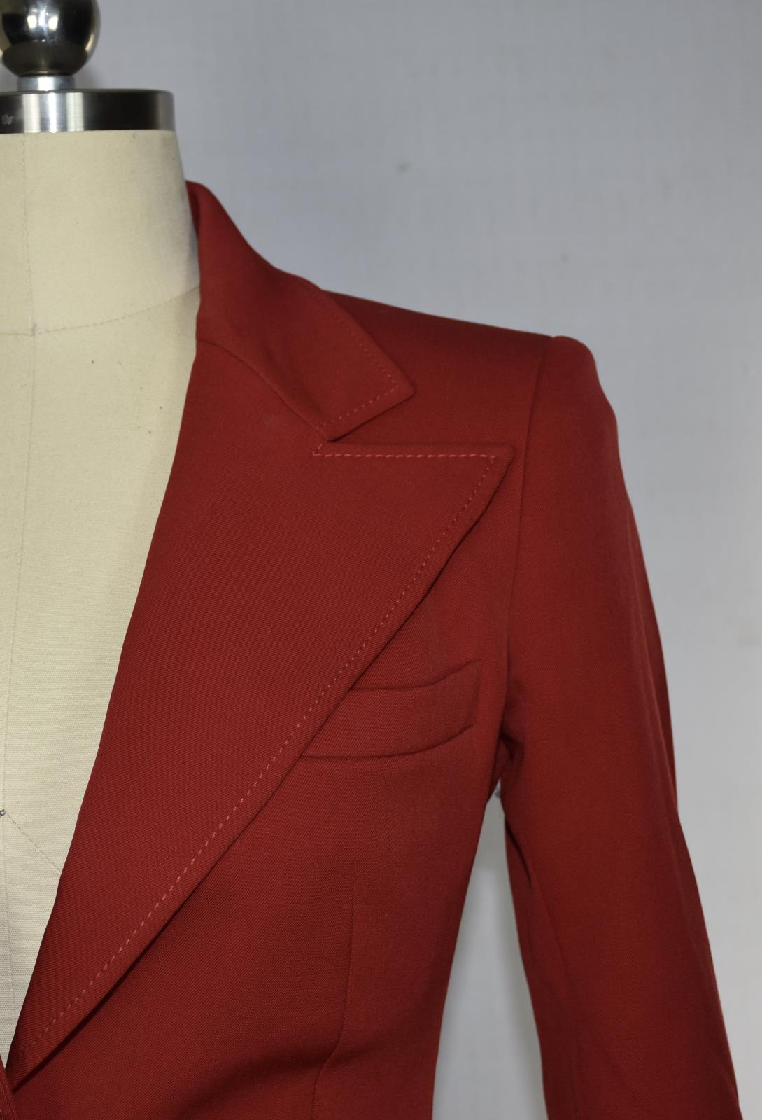 OSCAR DE LA RENTA Women's Suit Jacket Red Wool Blend Size 0   $2790   17FN520SWG