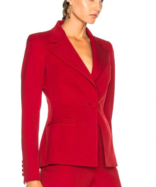 OSCAR DE LA RENTA Women's Suit Jacket Red Wool Blend Size 0   $2790   17FN520SWG