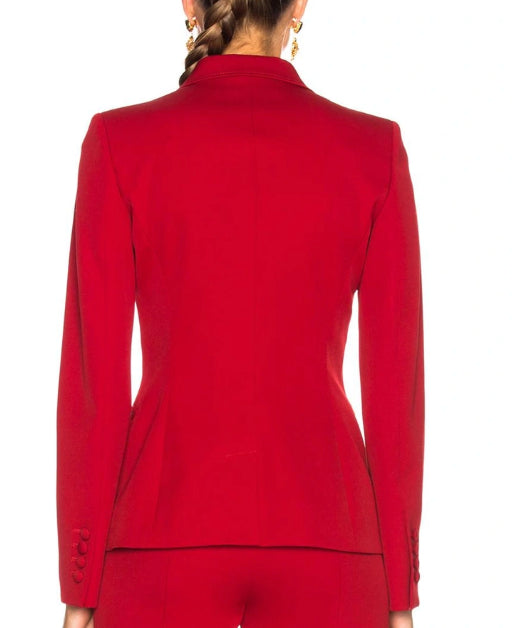 OSCAR DE LA RENTA Women's Suit Jacket Red Wool Blend Size 0   $2790   17FN520SWG