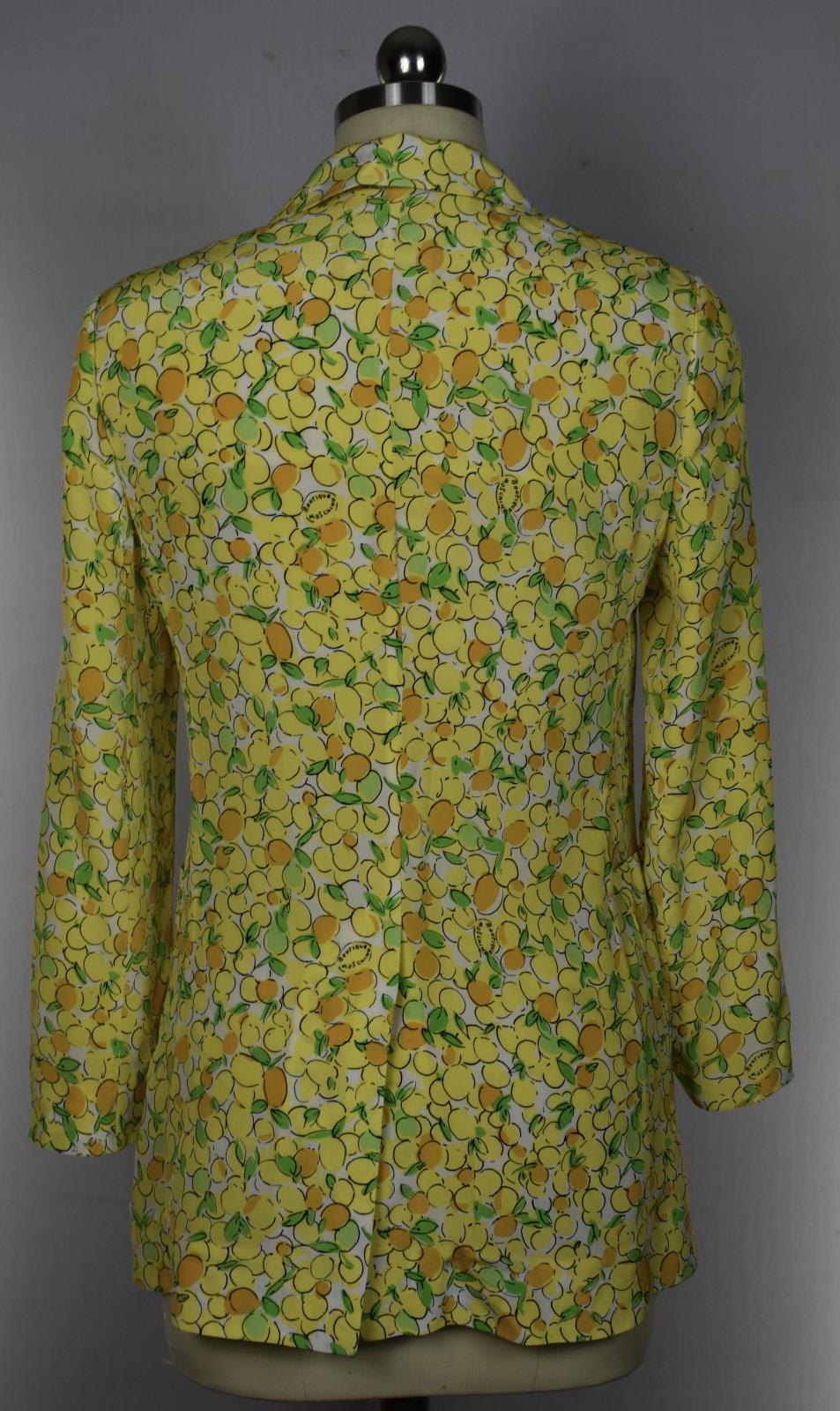 BOUTIQUE MOSCHINO Yellow Lemon Print Silk Blazer Jacket Size 4 New $895