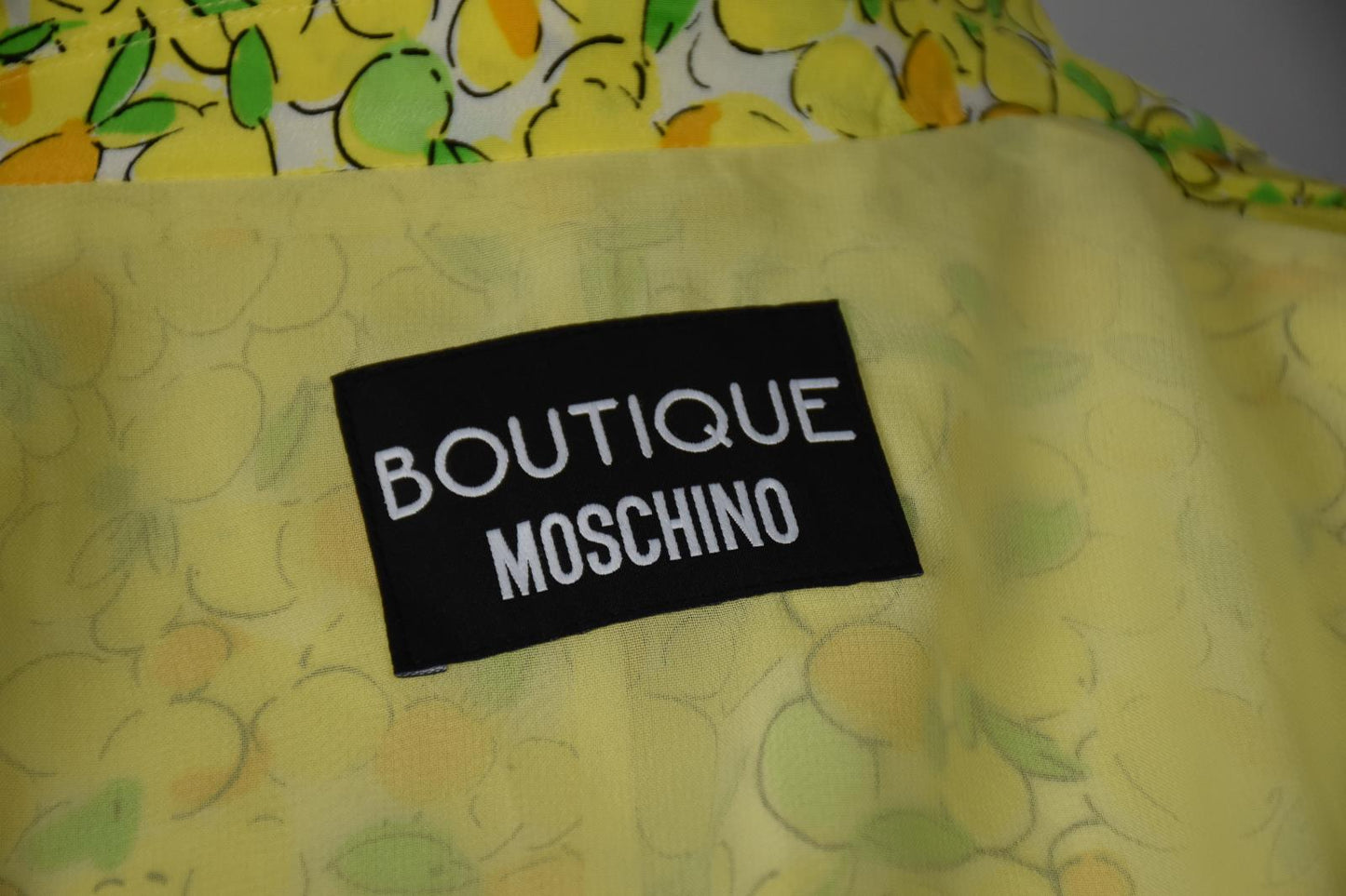 BOUTIQUE MOSCHINO Yellow Lemon Print Silk Blazer Jacket Size 4 New $895