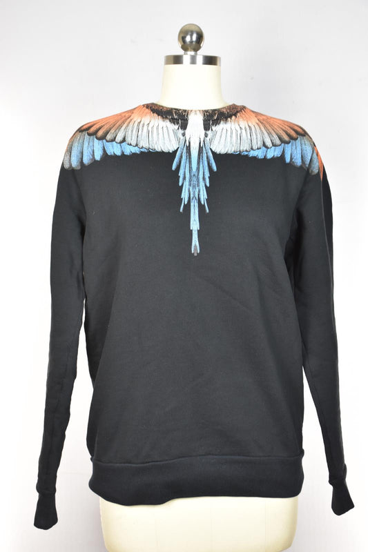 Marcelo Burlon Sweatshirt IIcon Wings CMBA009F22FLE0011020 Black Orange XS New