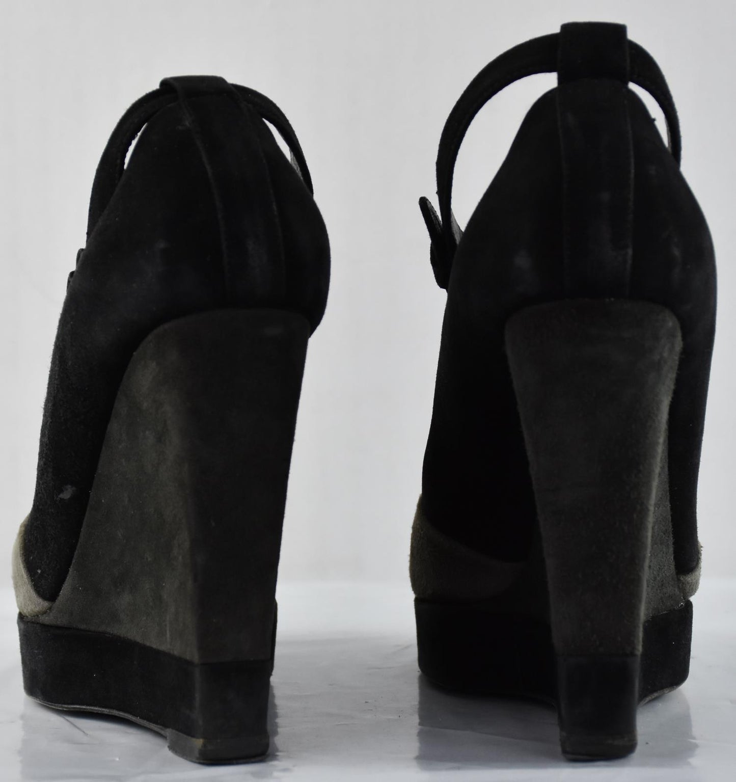 YSL Yves Saint Laurent Suede WEDGE Peep Toe Platform Pumps Heels Size 35 = 5