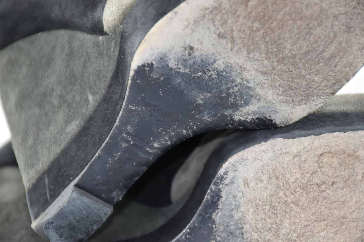 YSL Yves Saint Laurent Suede WEDGE Peep Toe Platform Pumps Heels Size 35 = 5