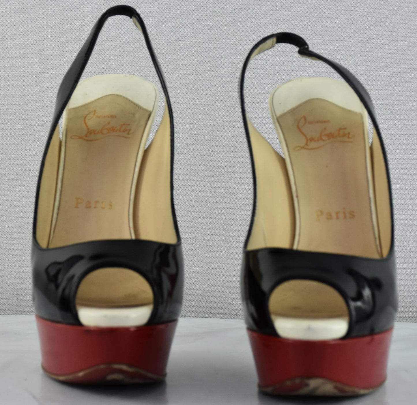 Christian Louboutin Patent Leather Slingback Lady Peep Toe Sandals Shoe 36- 6 US