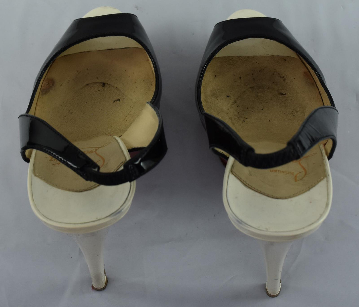 Christian Louboutin Patent Leather Slingback Lady Peep Toe Sandals Shoe 36- 6 US