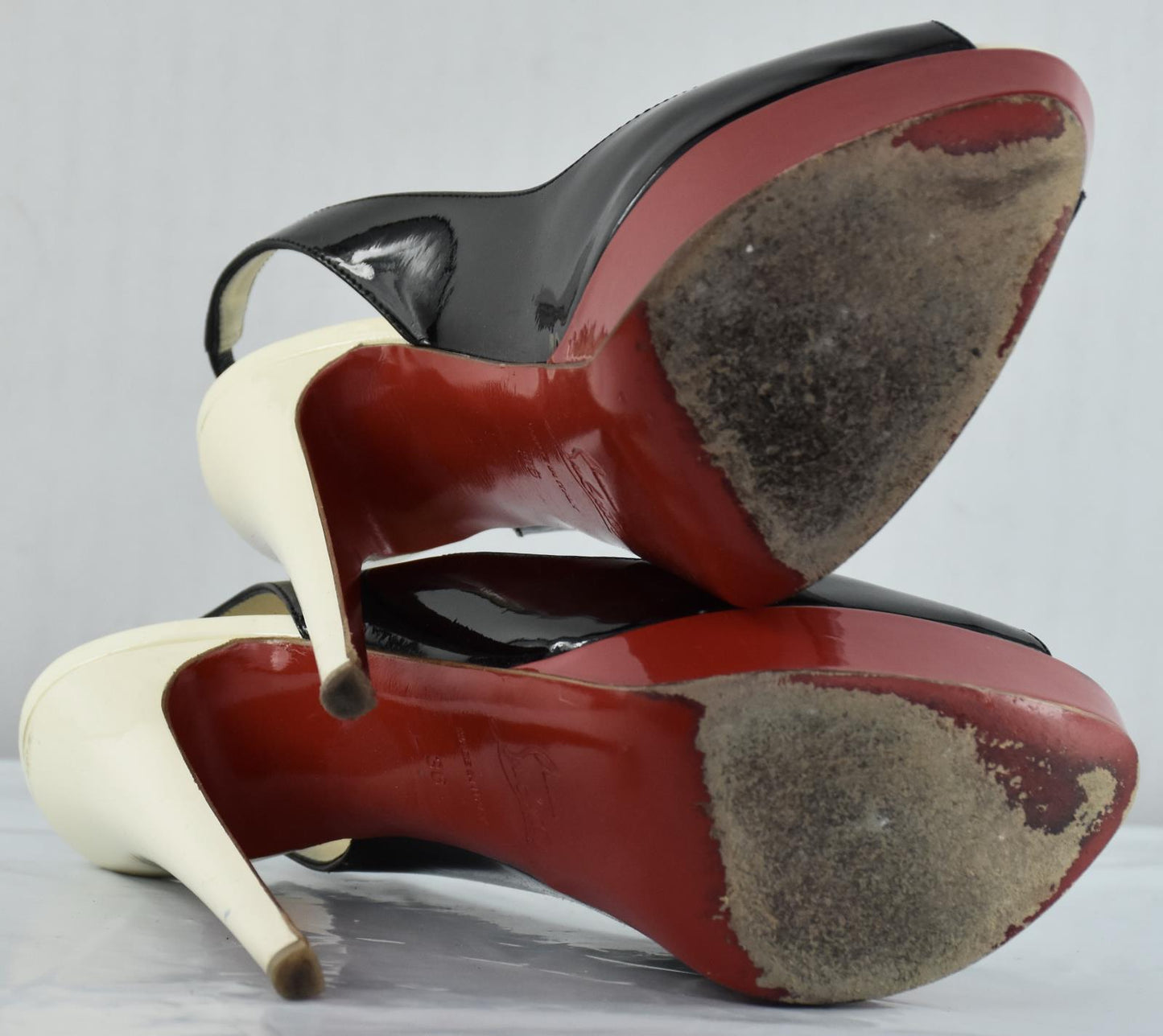 Christian Louboutin Patent Leather Slingback Lady Peep Toe Sandals Shoe 36- 6 US