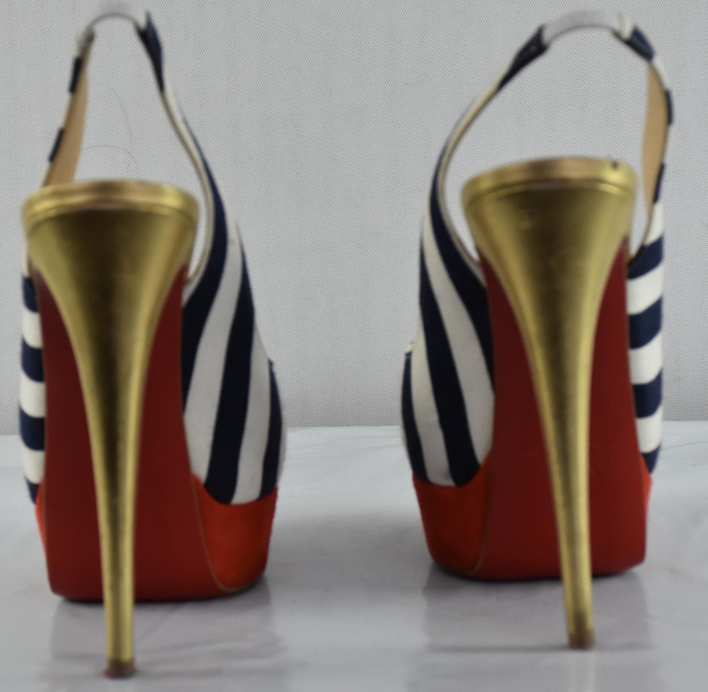 Christian Louboutin Fabric Slingback Lady Peep Toe Sandals Shoes 35.5- 5.5 US