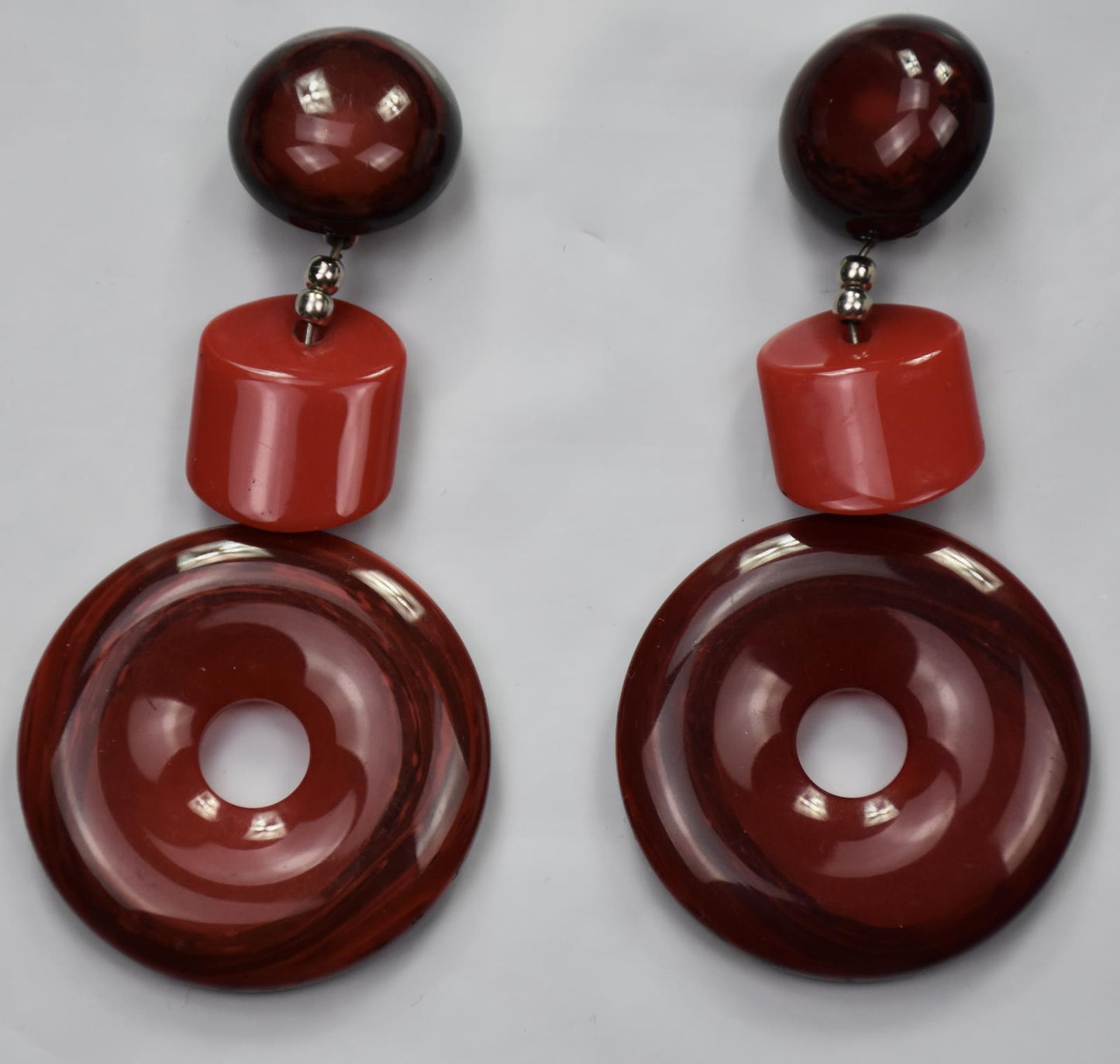 Emporio Armani Women's Red Earrings Dangle Plastic Loop Circle Mint Jewelry