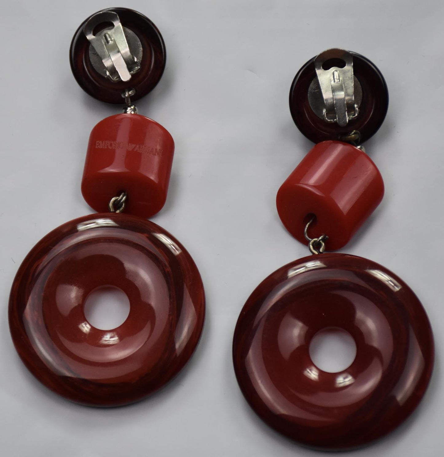 Emporio Armani Women's Red Earrings Dangle Plastic Loop Circle Mint Jewelry