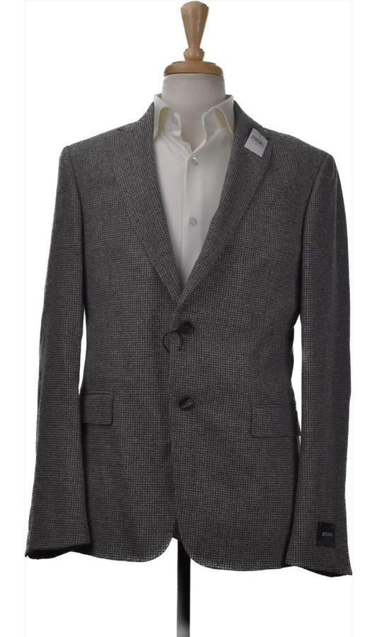 Ermenegildo Z Zegna Men Wool Blend Gray Fancy Woven Blazer Jacket 40 R NEW $1185