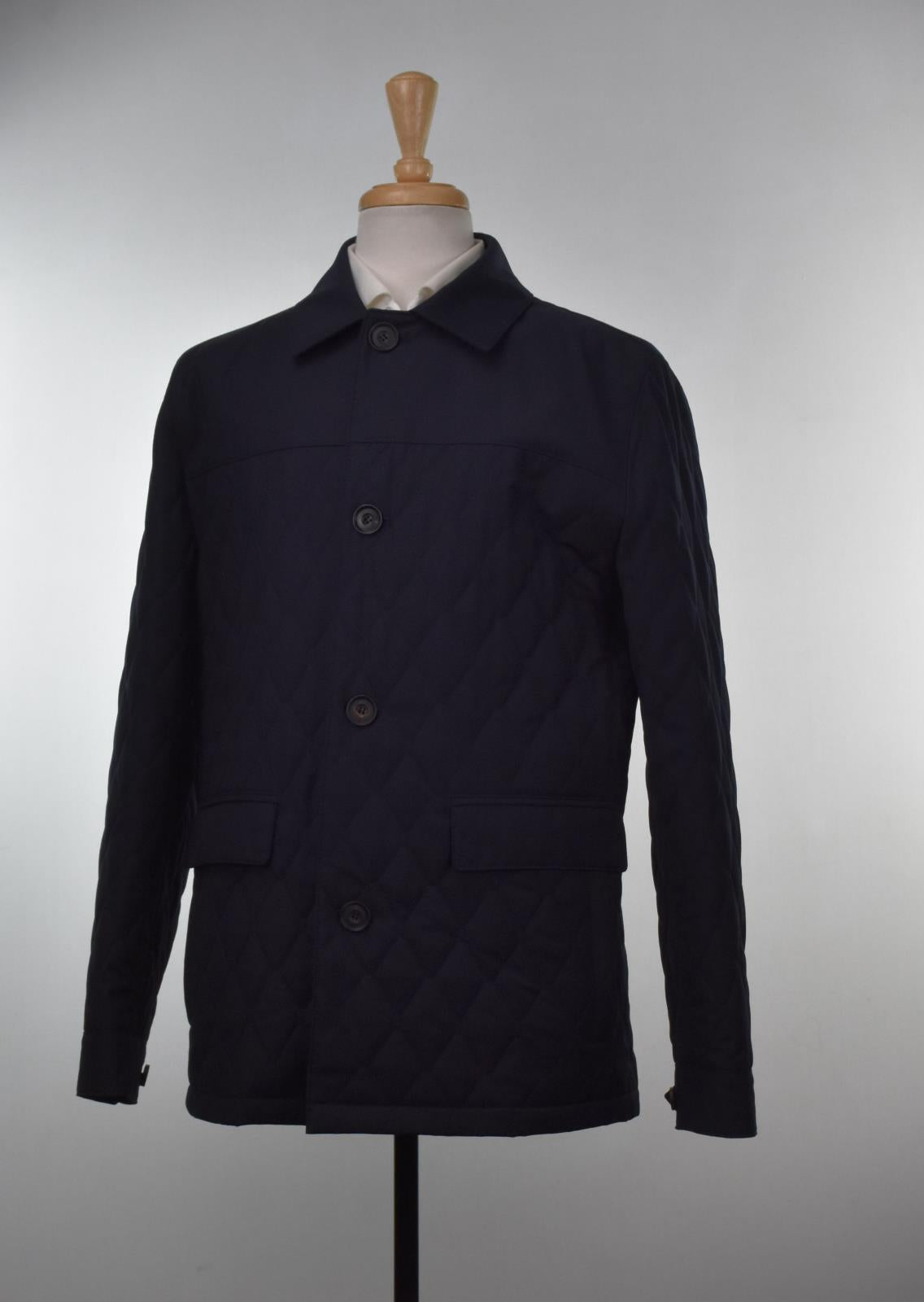 CORNELIANI Men's Diamond Quilted Jacket Navy Coat Size 50 - L - 40 US NEW $995