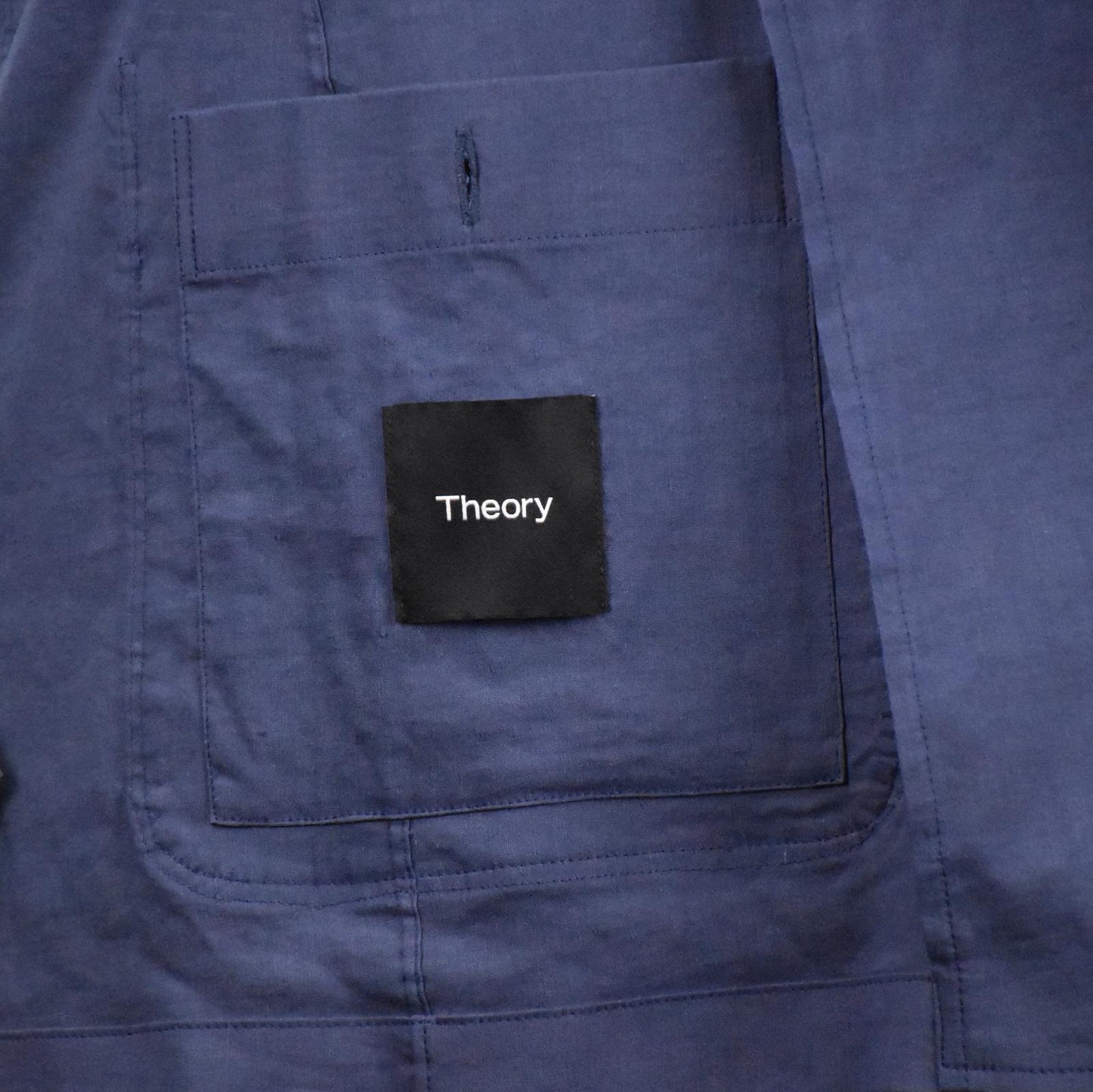 Theory Mens Linen Blend Slim Blazer Blue Clinton Eco Crunch Stretch 44R New $445
