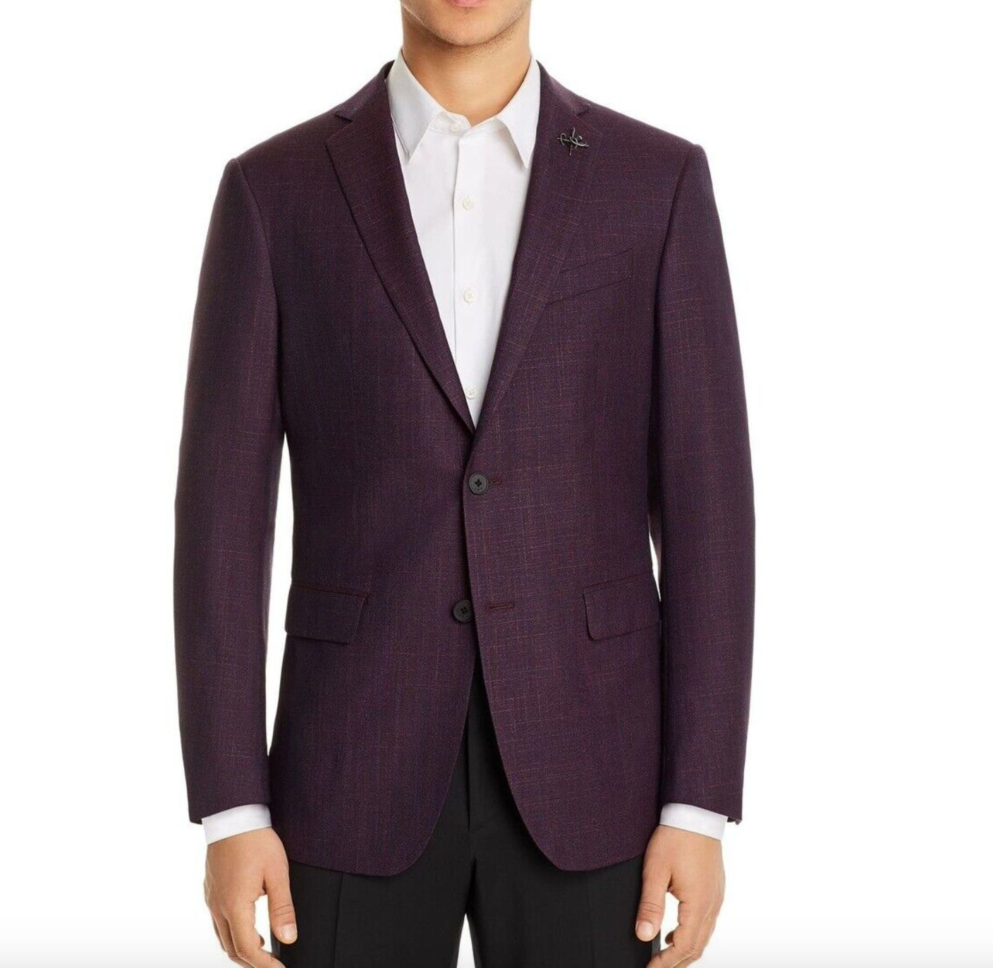 John Varvatos Mens Slim Burgundy Bleecker Basketweave Sport Coat 38 R New $498