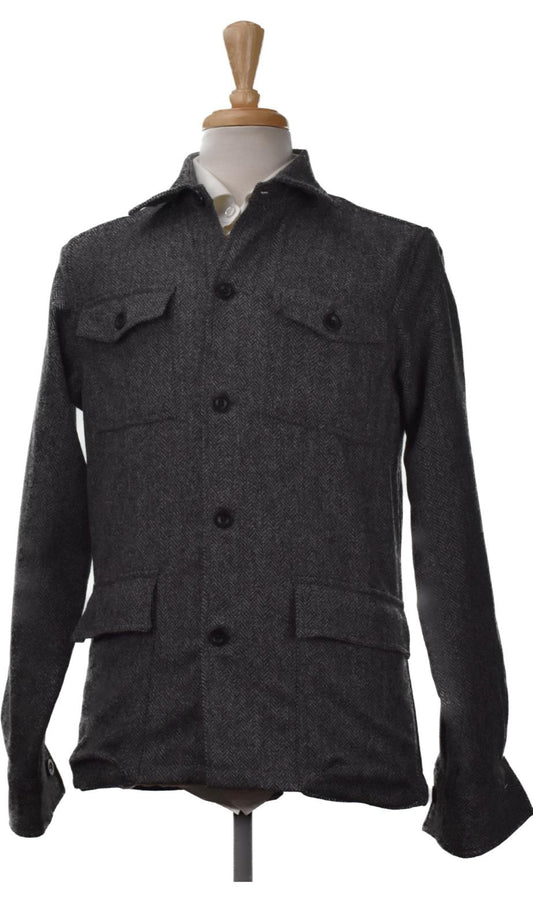 Sid Mashburn Mens Wool Tweed Herringbone Military Jacket Coat Size S $595