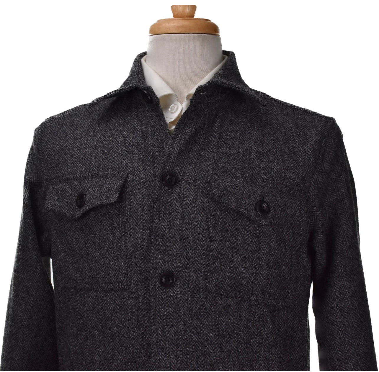 Sid Mashburn Mens Wool Tweed Herringbone Military Jacket Coat Size XL $595