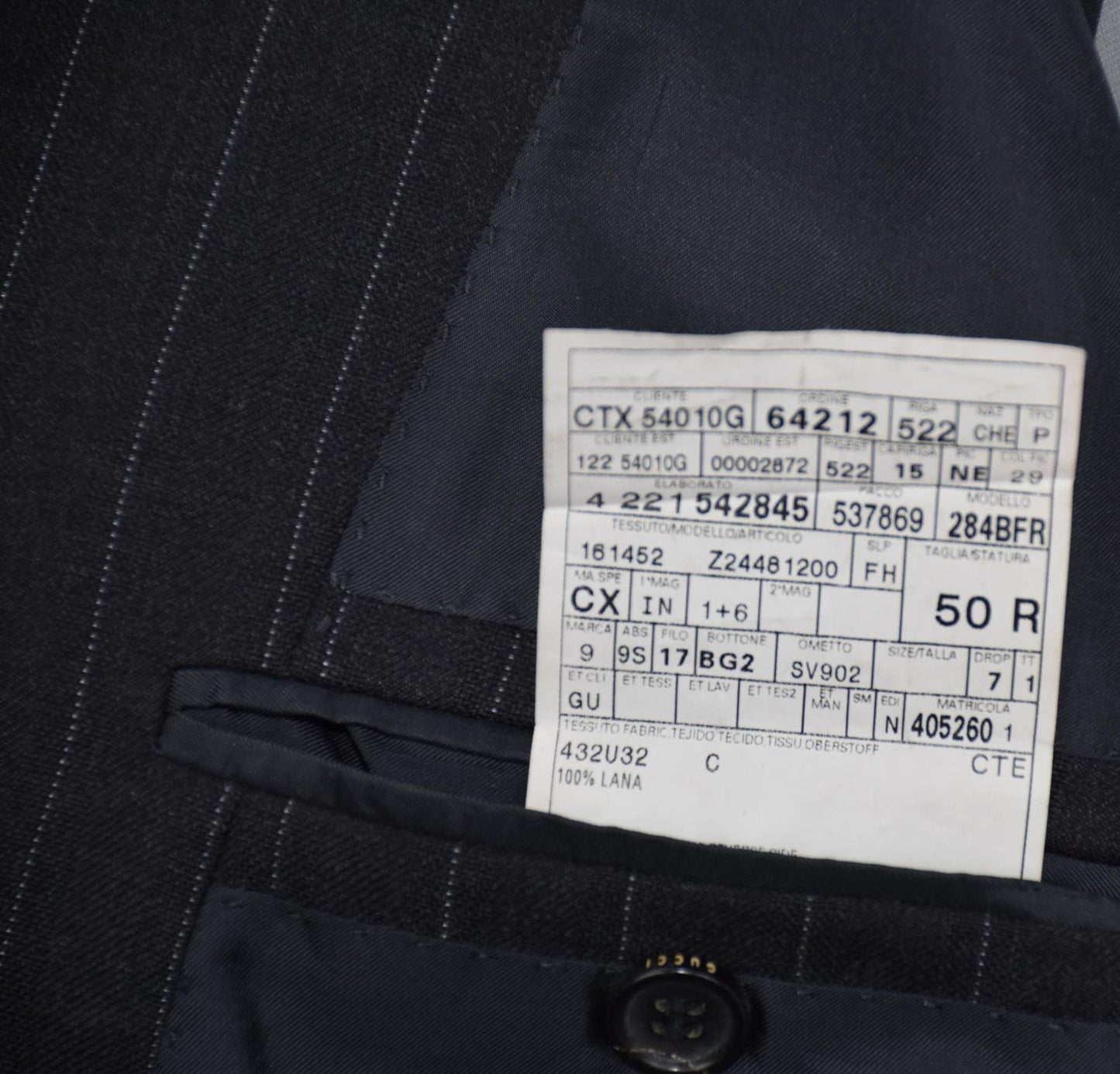 Gucci Mens Gray Wool 3-BTN Suit Size 50 R  - 40 R Made By Zegna