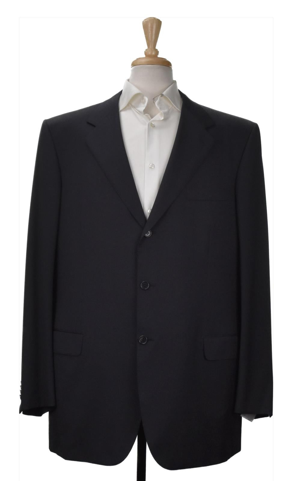 Brioni Mens Palatino 3-BTN Solid Black Wool Classic Fit Suit SZ 58 - 48 L US NEW