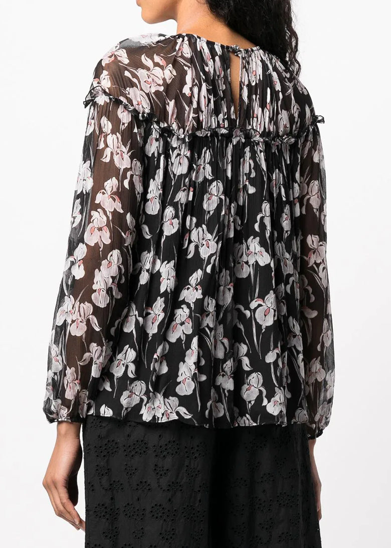 Jason Wu Floral-Print Chiffon Top Shirt Blouse Size 6 New $395