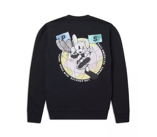 PS Paul Smith graphic-print Black Bunny World Sweatshirt S New M2R-027R-JP3440