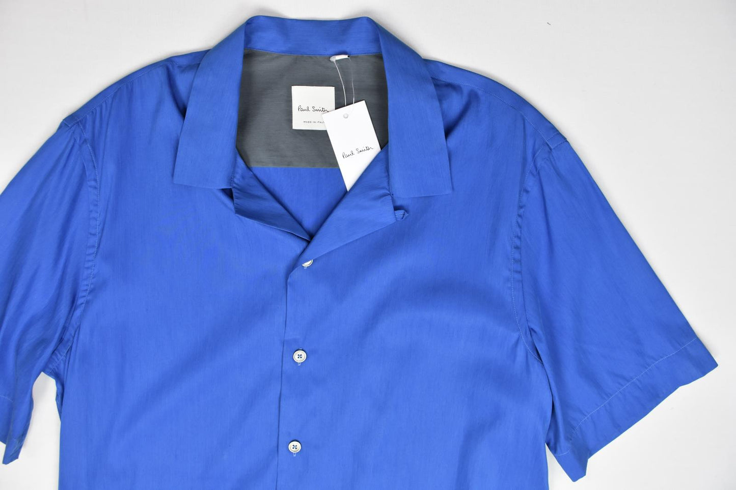 Paul Smith Mens Bright Blue Camp Shirt Soho Fit Size L NEW $325