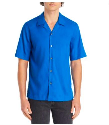 Paul Smith Mens Bright Blue Camp Shirt Soho Fit Size L NEW $325