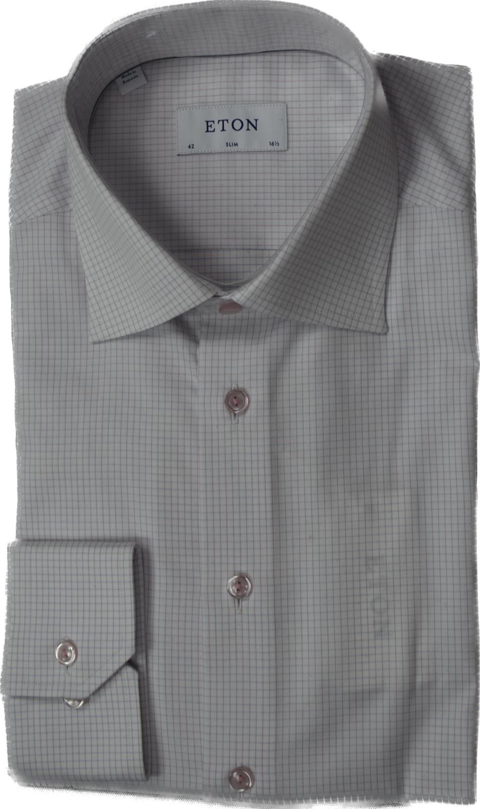 ETON SHIRT Mens Slim Pink Red Check Cotton Size 15 - 38 New $260