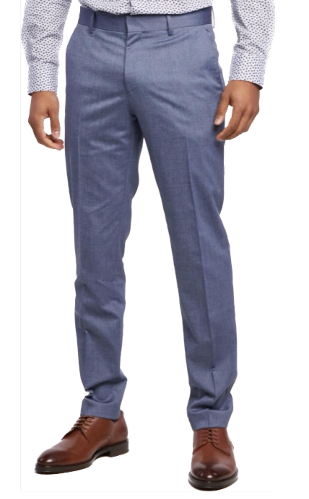 HUGO Boss Men's Slim Blue H-Genlus-MM-222 Wool Blend Suit Pants Size 36 New $198